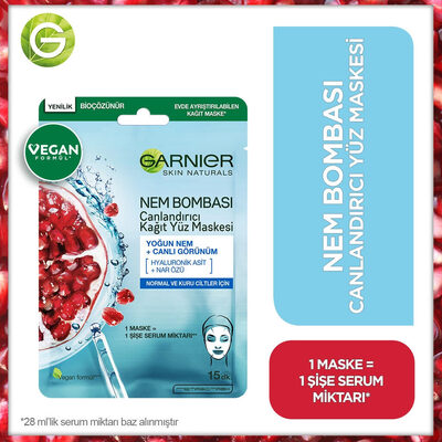 L'Oréal, L'Oreal Consumer products, Garnier Garnier Nem Bombası Canlandırıcı Kağıt Maske 28 gr