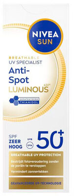 Nivea sun NIVEA Sun Breathable Uv Specialist Luminous630 Anti-Spot SPF50+ Zonnefluïde