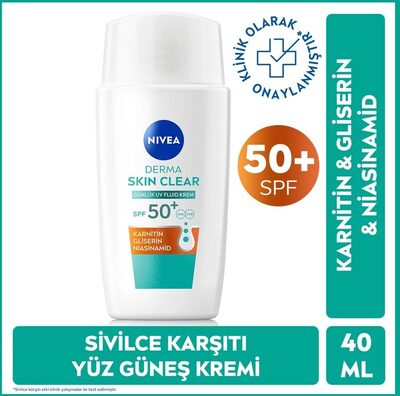 Nivea Nivea Derma Skin Clear UV Fluid 50+SPF Akne Karşıtı Yüz Güneş Kremi 40 ml